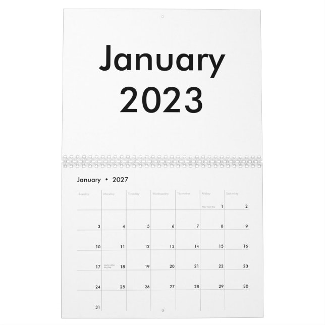 Calendrier vierge 2023 Avec Mois (Jan 2027)