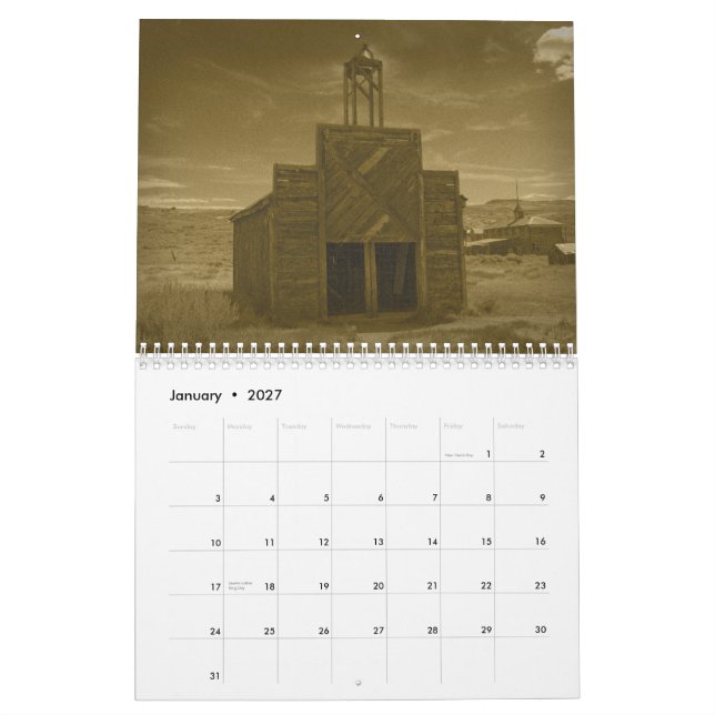 Calendrier Ville fantôme 2015 de Bodie (Jan 2027)