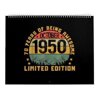 Calendrier Vintage 71 Anniversaire Né En Octobre 1950