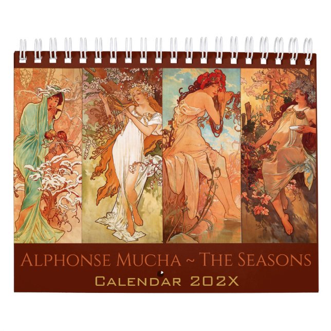Calendrier Vintage Alphonse Mucha Les Saisons Art Nouveau (Protection)