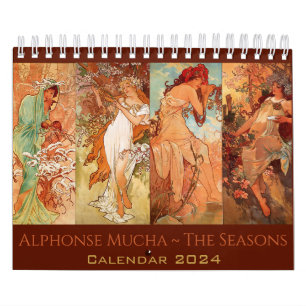 Calendrier Vintage Alphonse Mucha Les Saisons Art Nouveau