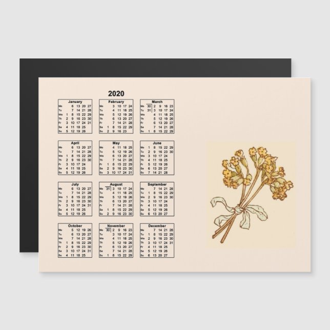 Calendrier vintage Année complète 2020 Nature Flor (Devant / Derrière)