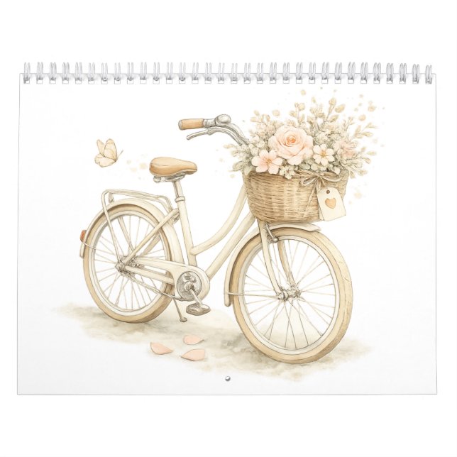 Calendrier Vintage Bicycle Floral Wall Calendar (Protection)