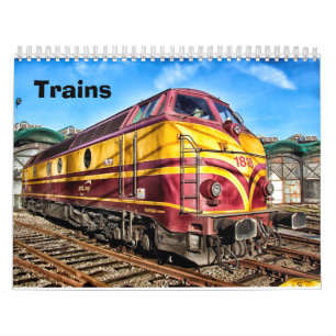 Calendrier vintage et moderne de trains