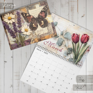 Calendrier Vintage Floral Papillon