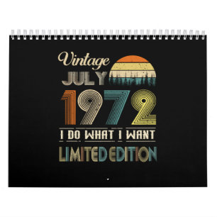 Calendrier Vintage Juillet 1972 Ce que je veux édition limit