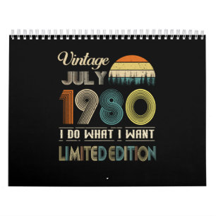 Calendrier Vintage juillet 1980 Ce que je veux édition limit