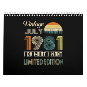 Calendrier Vintage Juillet 1981 Ce que je veux édition limit