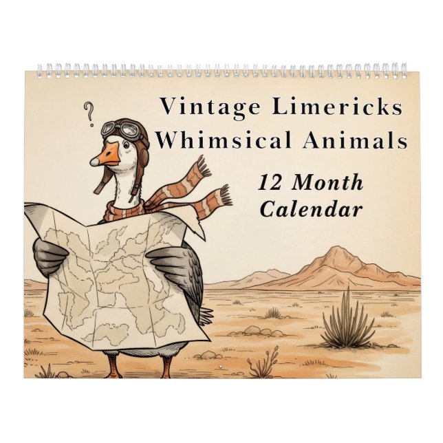 Calendrier Vintage Limericks Whimsical Animals | Nonsense (Protection)