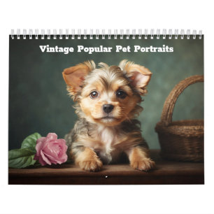Calendrier Vintage Mignon 2026 Portraits d'Animaux de Compagn