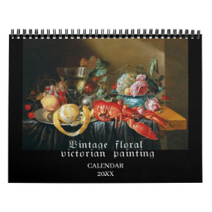 Calendrier Vintage Victorien Fleurs de Vie Persistantes Peint