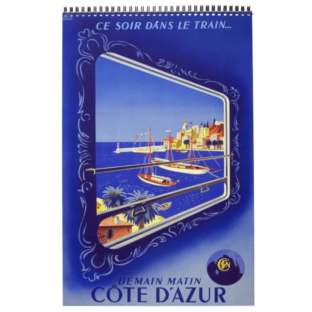 Calendrier Vintage voyage 14 Affiches Europe plain (Protection)