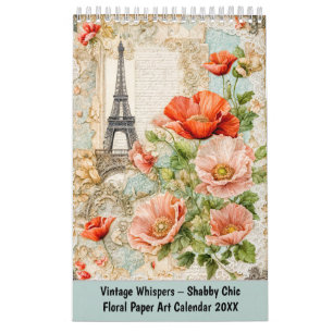 Calendrier Vintage Whispers – Art de papier floral Shabby Chi