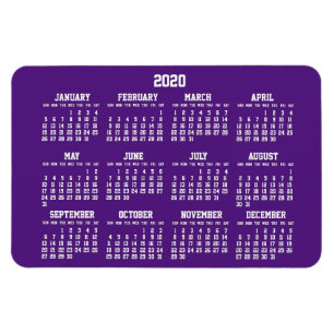 Calendrier violet 2020 Grands Magnets flexibles
