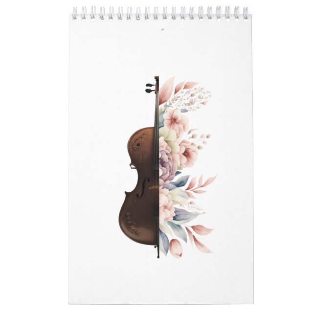 Calendrier Violon parmi les fleurs. Bouquet de fleurs. (Protection)