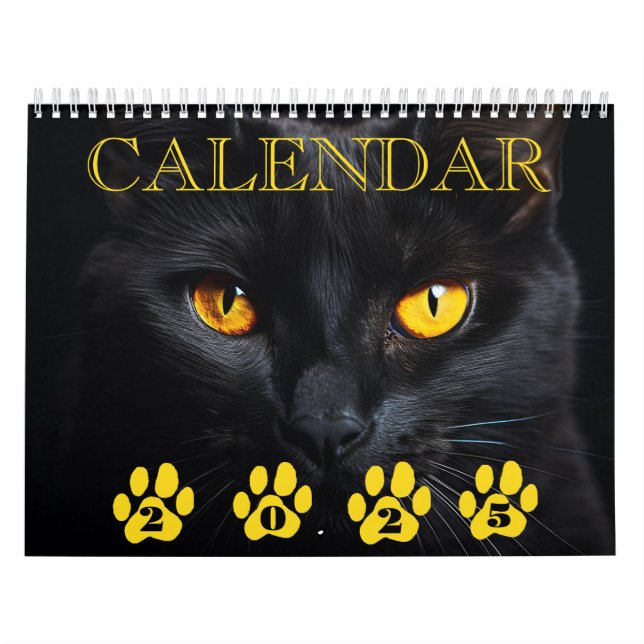 Calendrier visage de chat noir avec notes (Protection)