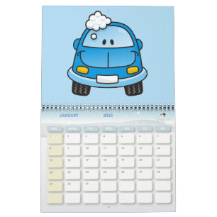 Calendrier Voiture bleue avec bulles