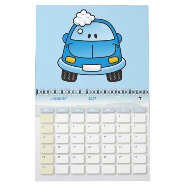 Calendrier Voiture bleue avec des bulles (Jan 2027)