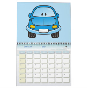 Calendrier Voiture dessin animé bleu
