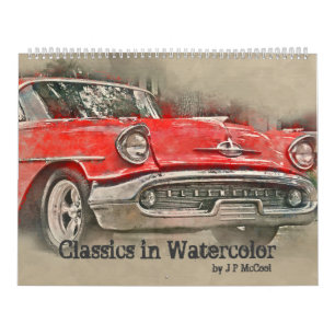 Calendrier Voitures classiques en aquarelle