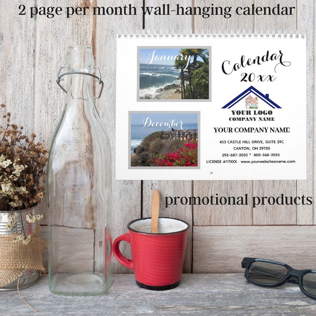 Calendrier Vos Photos Code QR Logo Entreprise 20XX Mur (Créateur téléchargé)