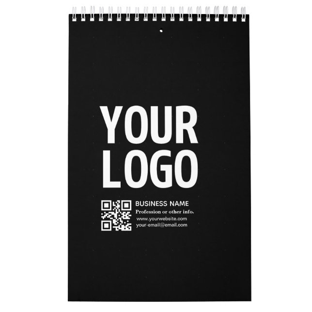 Calendrier Votre logo avec code QR et texte modifiables  (Protection)