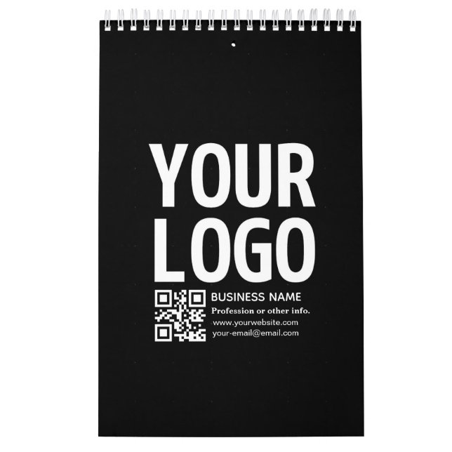Calendrier Votre logo avec code QR et texte modifiables  (Protection)