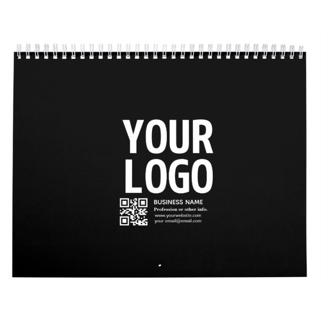 Calendrier Votre logo avec code QR et texte modifiables  (Protection)