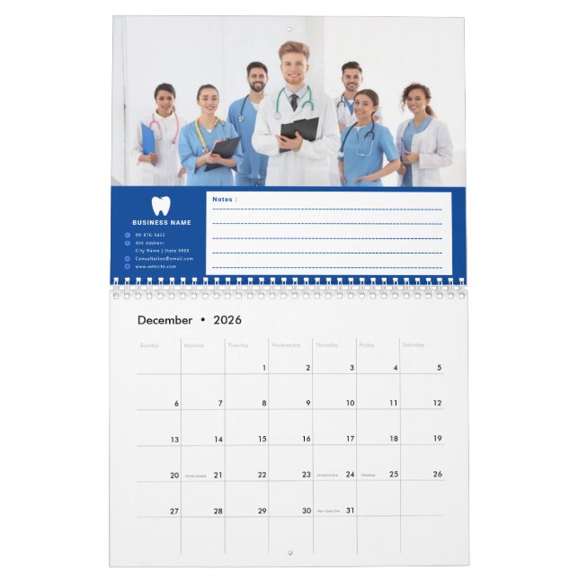 Calendrier Votre logo | Dentiste d'entreprise minimaliste mod (Dec 2026)
