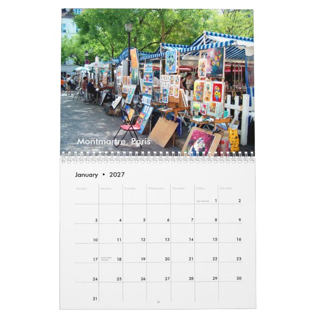 Calendrier Voyage l'Europe (Jan 2027)