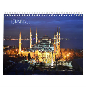 Calendrier Vue nocturne de la Mosquée Bleue à Istanbul Turqui