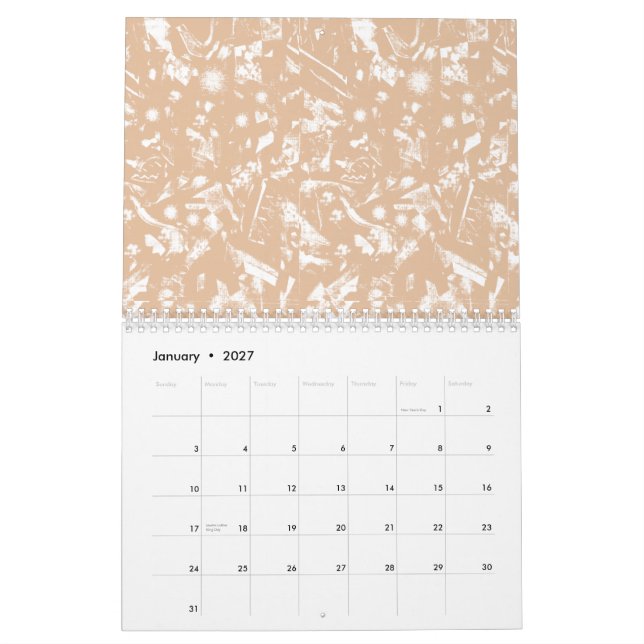 Calendrier Vue rapprochée d'un mur texturé avec patte (Jan 2027)