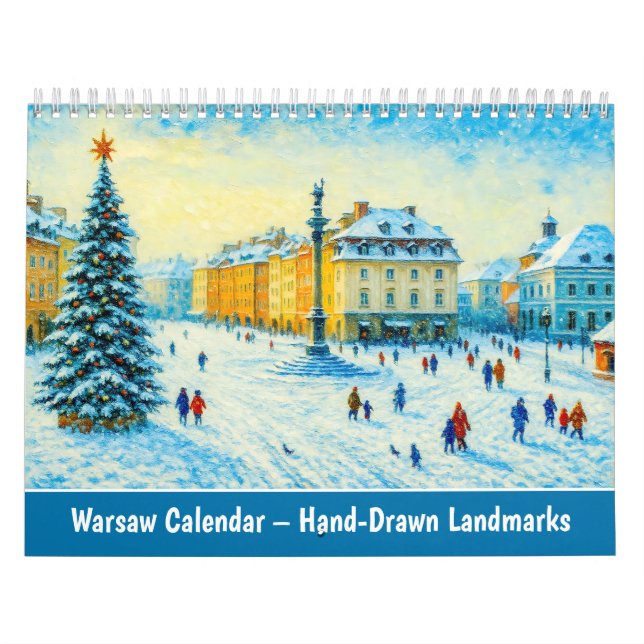 Calendrier Warsaw Calendar – Hand-Drawn Landmarks (Protection)