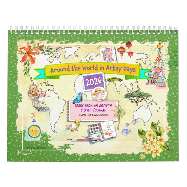 Calendrier Watercolor Travel Calendar Around the World 2026 (Protection)