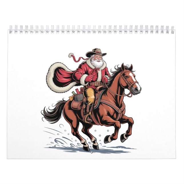 Calendrier Western Riding Rodeo Horse Cowboy Santa Christmas (Protection)