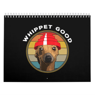 Calendrier Whippet Good Funny 80s Music Dog Design