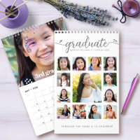 White Graduate K-12 Script Photo Collage 15 Mois
