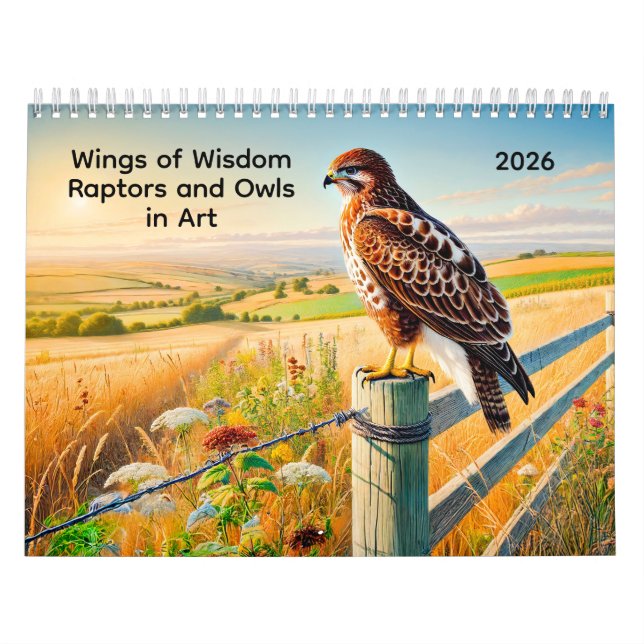 Calendrier Wings of Wisdom 2026 – Raptors and Owls in Art (Protection)