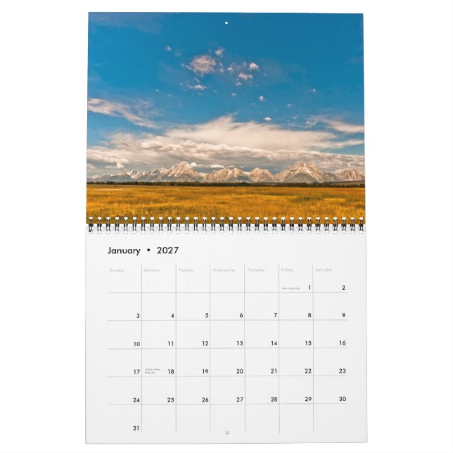 Calendrier Yellowstone et parcs nationaux grands 2012 de (Jan 2027)