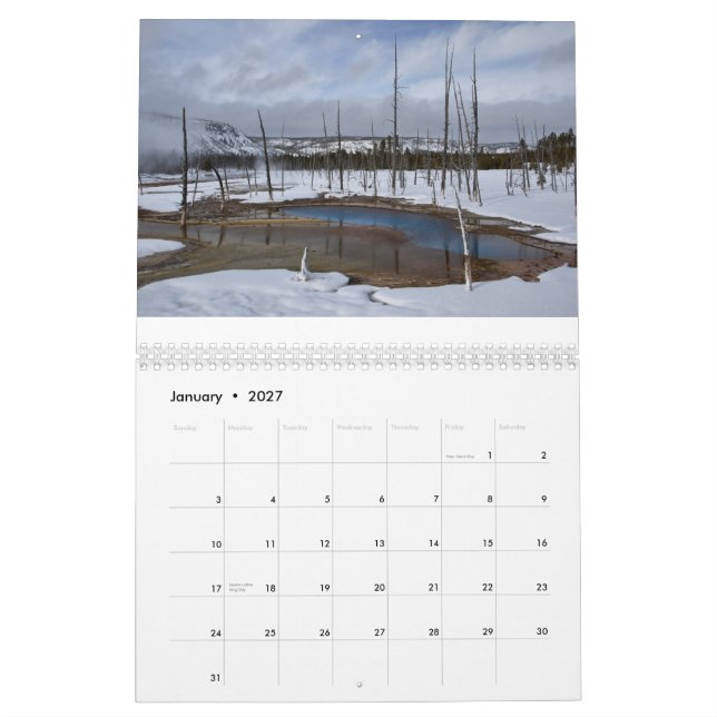 Calendrier Yellowstone et Tetons (Jan 2027)