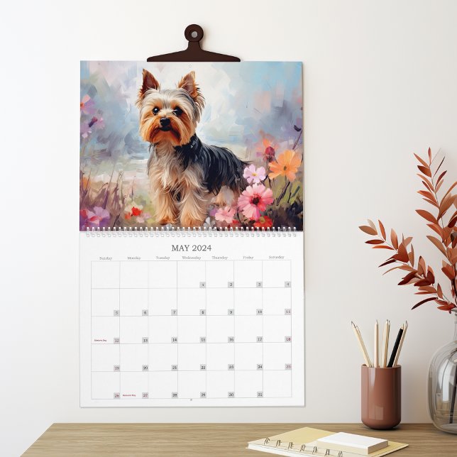Calendrier Yorkies et Fleurs Amoureux des chiens (Créateur téléchargé)