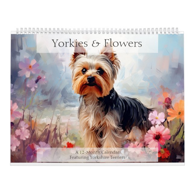 Calendrier Yorkies et Fleurs Amoureux des chiens (Protection)