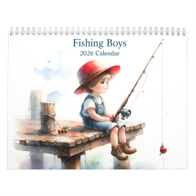 Calendrier Young Boys Fishing 12-Mois 2026 Wall (Protection)