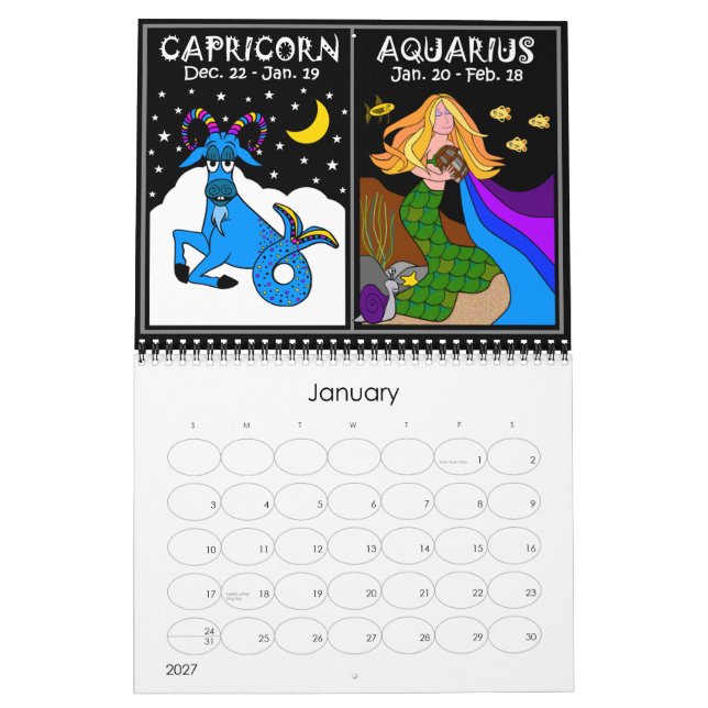 CALENDRIER ZODIAC 12 MOIS (Jan 2027)