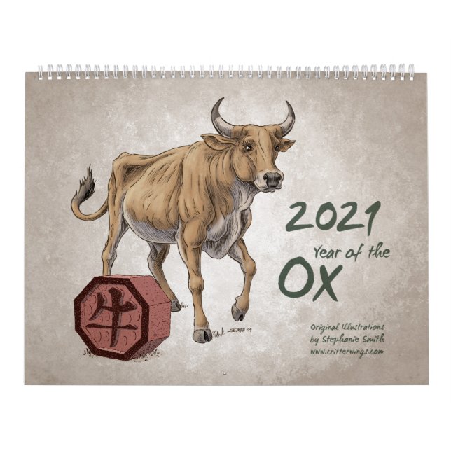 Calendrier Zodiac chinois 2021 : Année de l'oeuvre d'Ox (Protection)