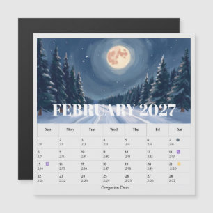 Calendrier zodiacal de février avec phases lunaire