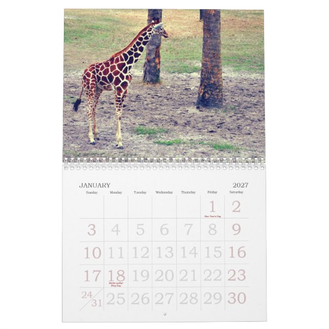 Calendrier Zoo et jardins de Jacksonville (Jan 2027)
