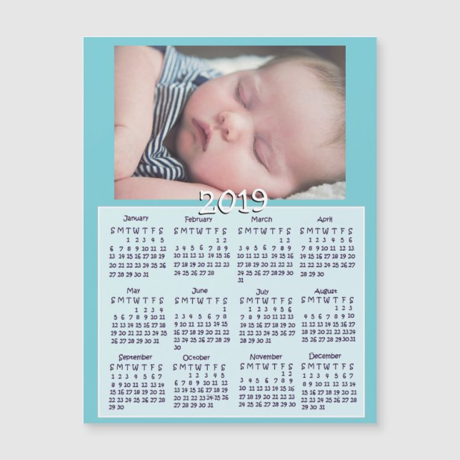 Calendriers d'aimants photo pour bébé personnalisé (Devant)
