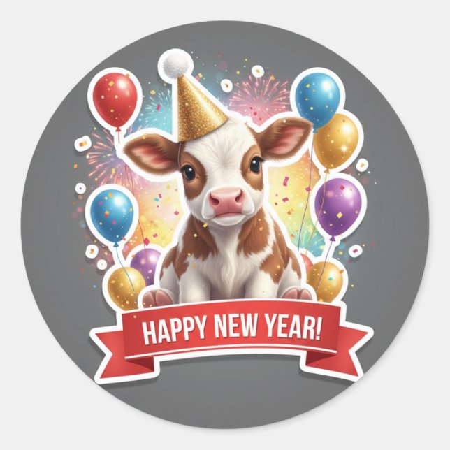 Calf New Year Party Sticker (Devant)