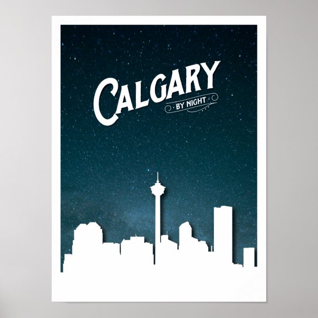 Calgary skyline by night - Poster (Devant)
